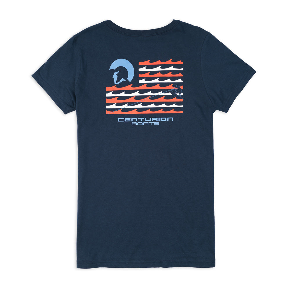 Centurion Women's Flag V-Neck Tee - Navy