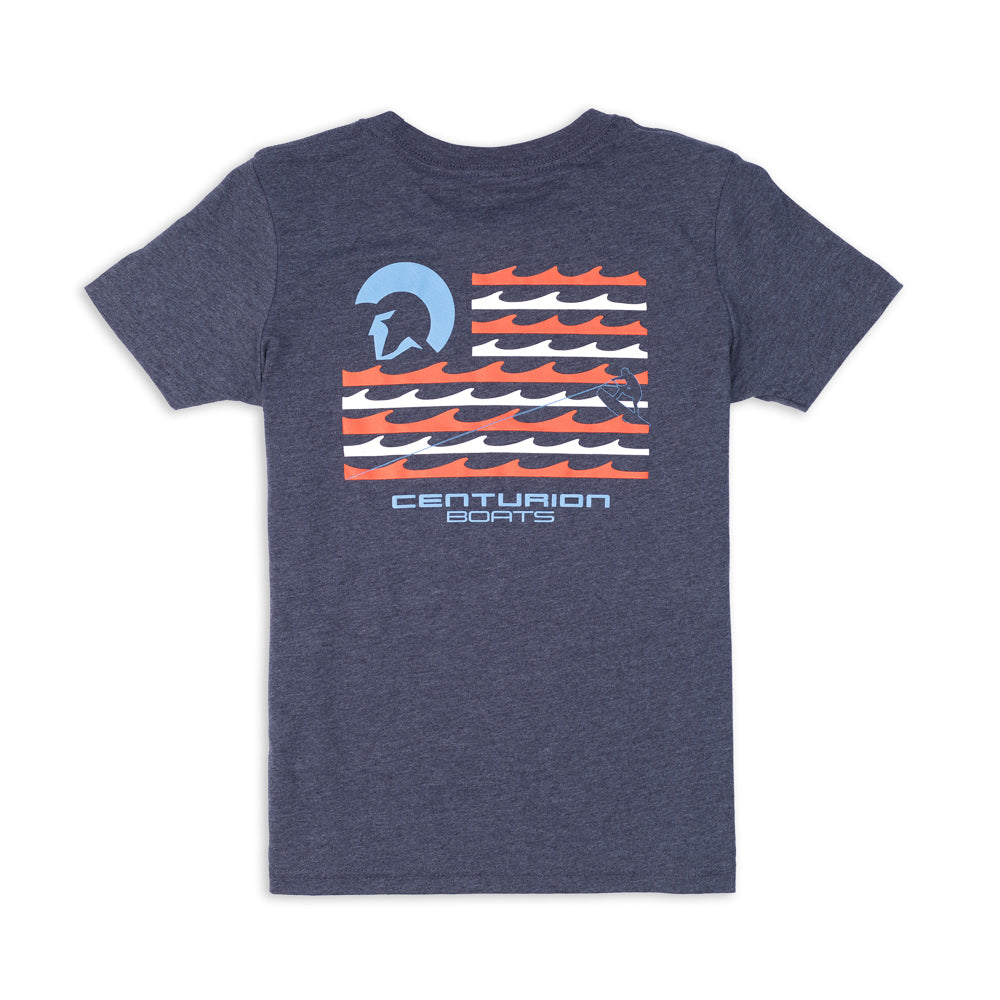 Centurion Youth Flag Tee - Heather Midnight Navy