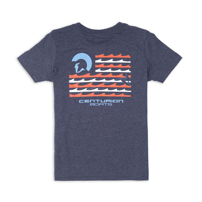 Centurion Youth Flag Tee - Heather Midnight Navy