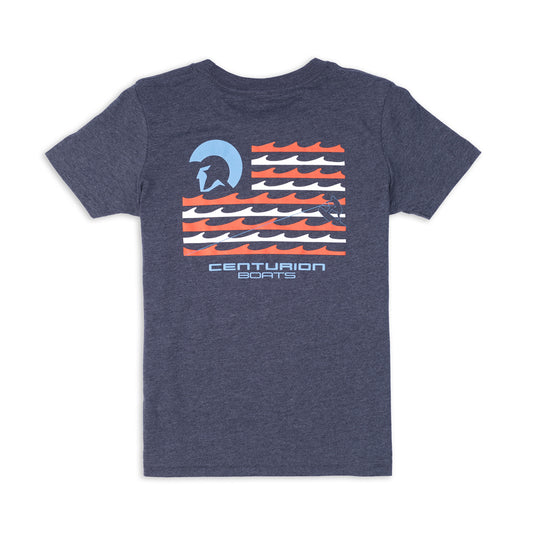 Centurion Youth Flag Tee - Heather Midnight Navy