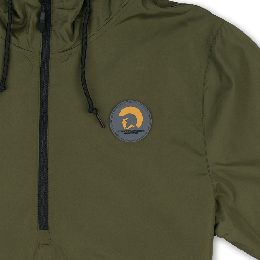 Centurion 1/4 Zip Patch Windbreaker - Army Green