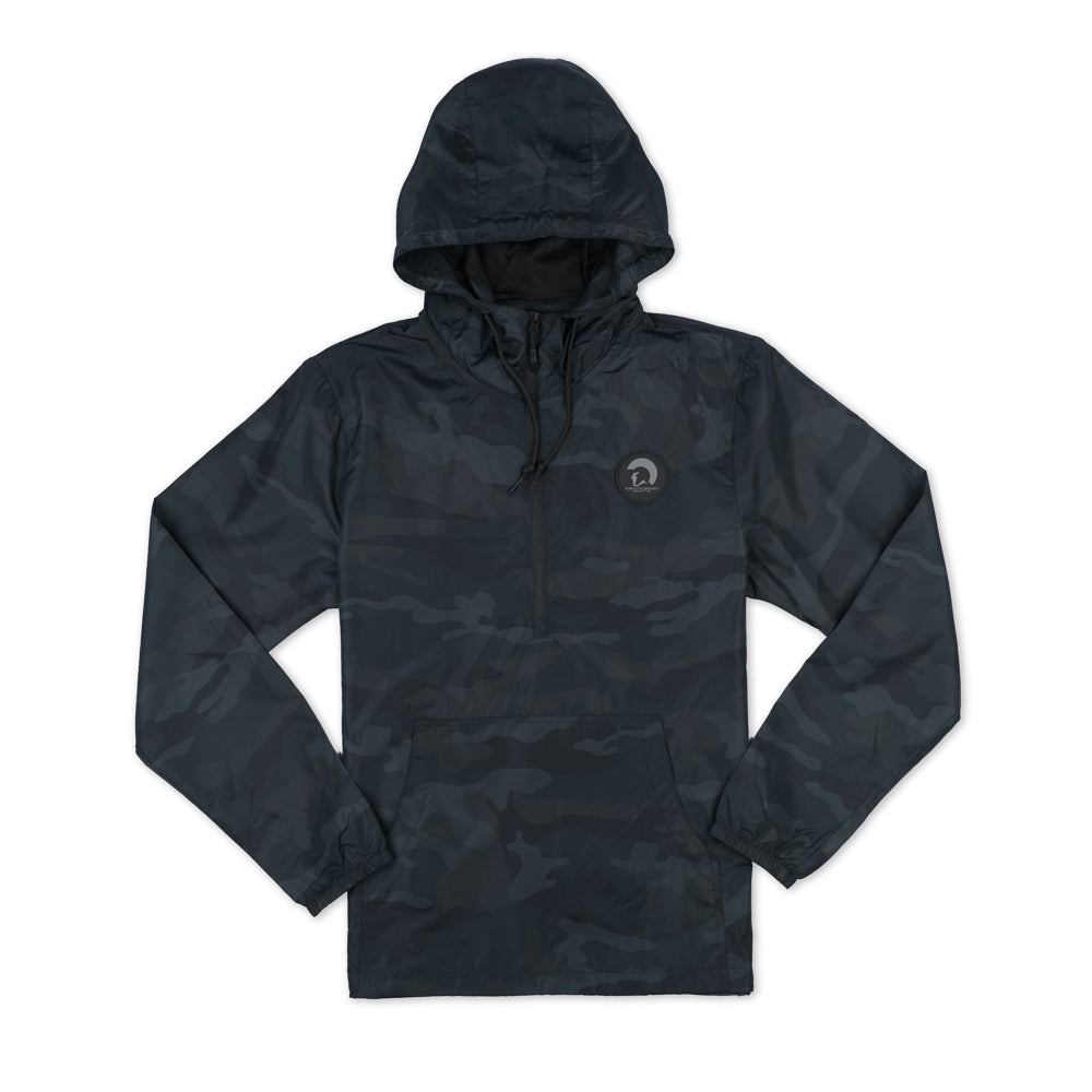Centurion 1/4 Zip Patch Windbreaker - Black Camo