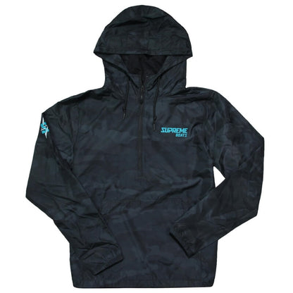 Supreme 1/4 Zip Windbreaker Pullover - Black Camo